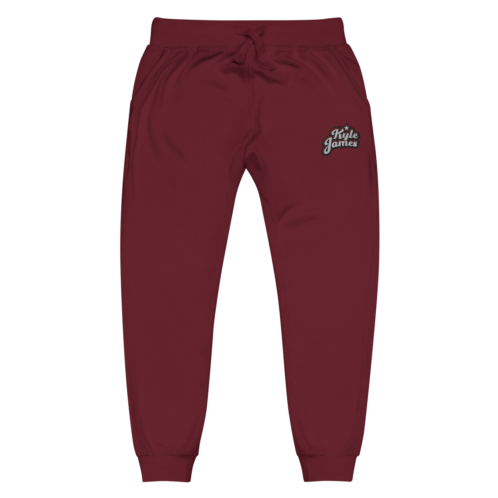 unisex fleece sweatpants maroon front 6a56bf37851d7 Kyle James Embroidered Sweatpants Kyle James Embroidered Sweatpants - Image 3