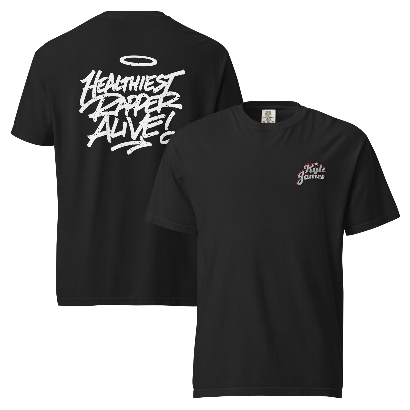 unisex garment dyed heavyweight t shirt black front and back 6a5604f566035 Kyle James Dual-Logo Garment-Dyed Tee Kyle James Dual-Logo Garment-Dyed Tee