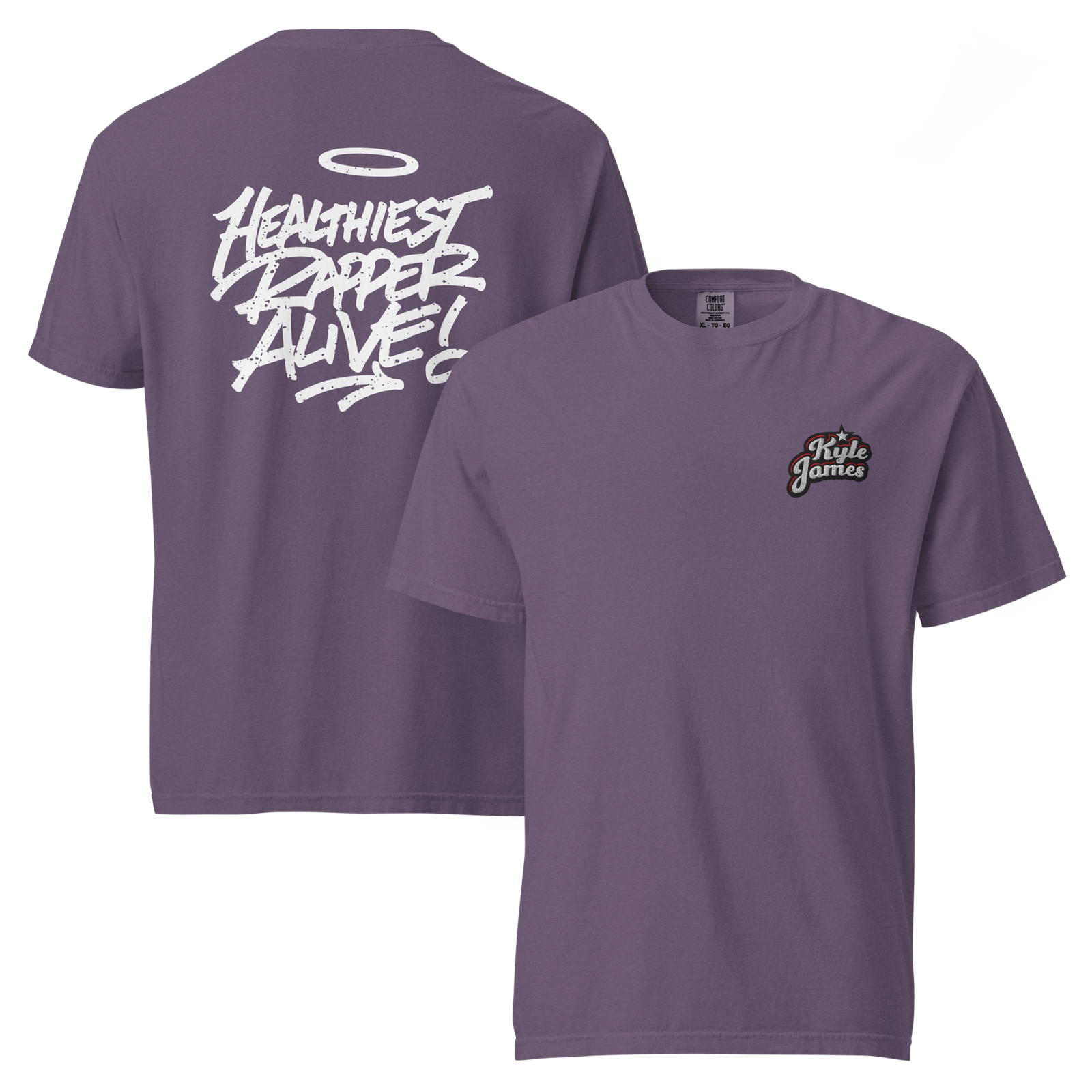 unisex garment dyed heavyweight t shirt grape front and back 6a560a039f8f6 Kyle James Dual-Logo Garment-Dyed Tee Kyle James Dual-Logo Garment-Dyed Tee - Image 3