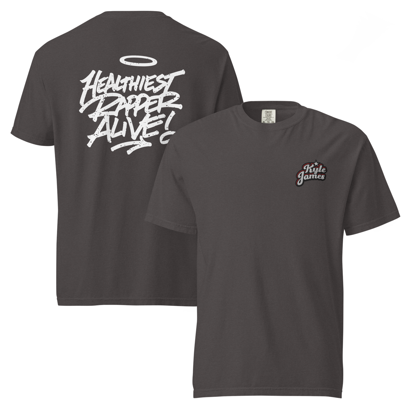 unisex garment dyed heavyweight t shirt graphite front and back 6a5605a1c3e98 Kyle James Dual-Logo Garment-Dyed Tee Kyle James Dual-Logo Garment-Dyed Tee - Image 4