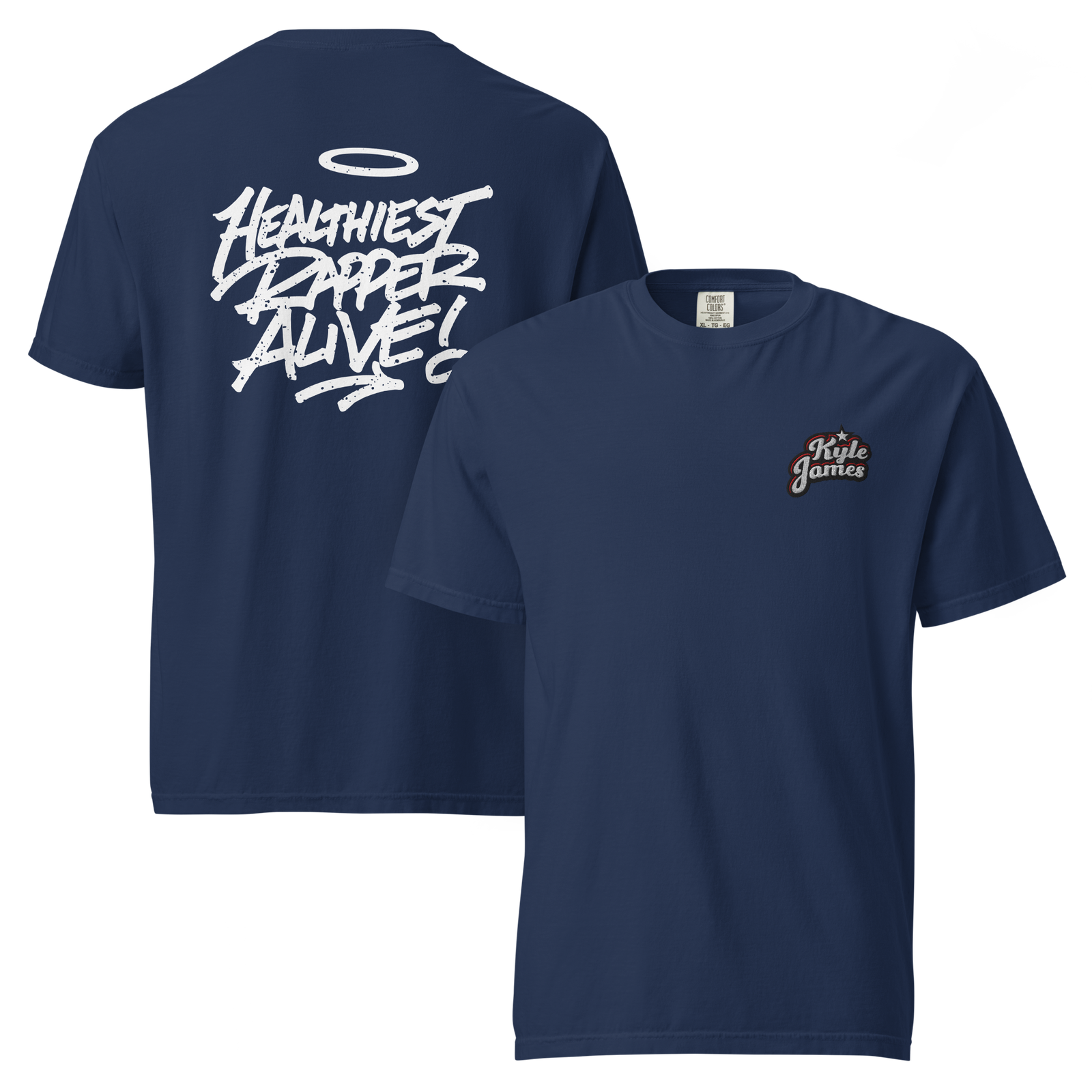 unisex garment dyed heavyweight t shirt true navy front and back 6a5605a1c25e6 Kyle James Dual-Logo Garment-Dyed Tee Kyle James Dual-Logo Garment-Dyed Tee - Image 7