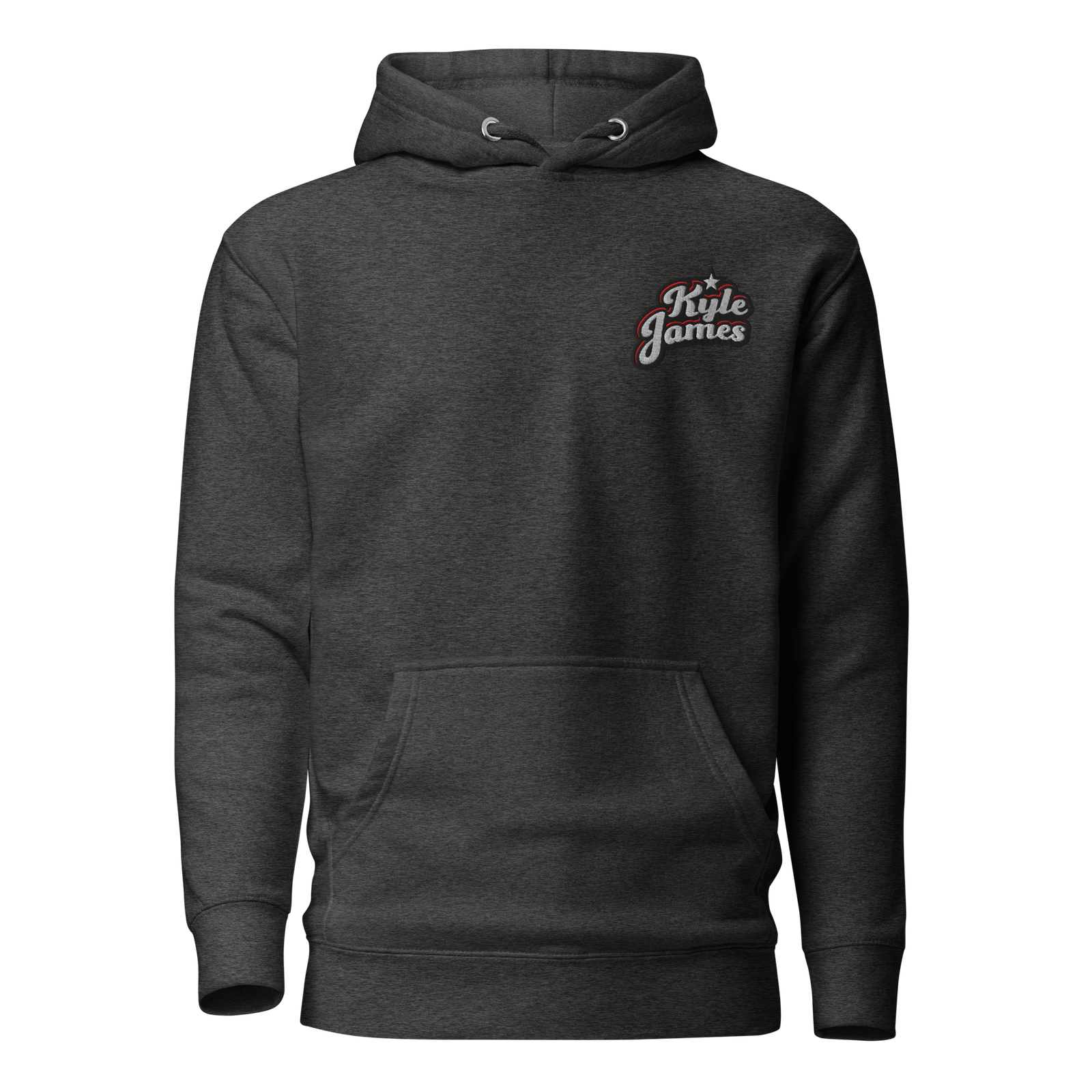 unisex premium pullover hoodie charcoal heather front 6a55dfaf4616f Kyle James Dual-Logo Hoodie Kyle James Dual-Logo Hoodie - Image 4