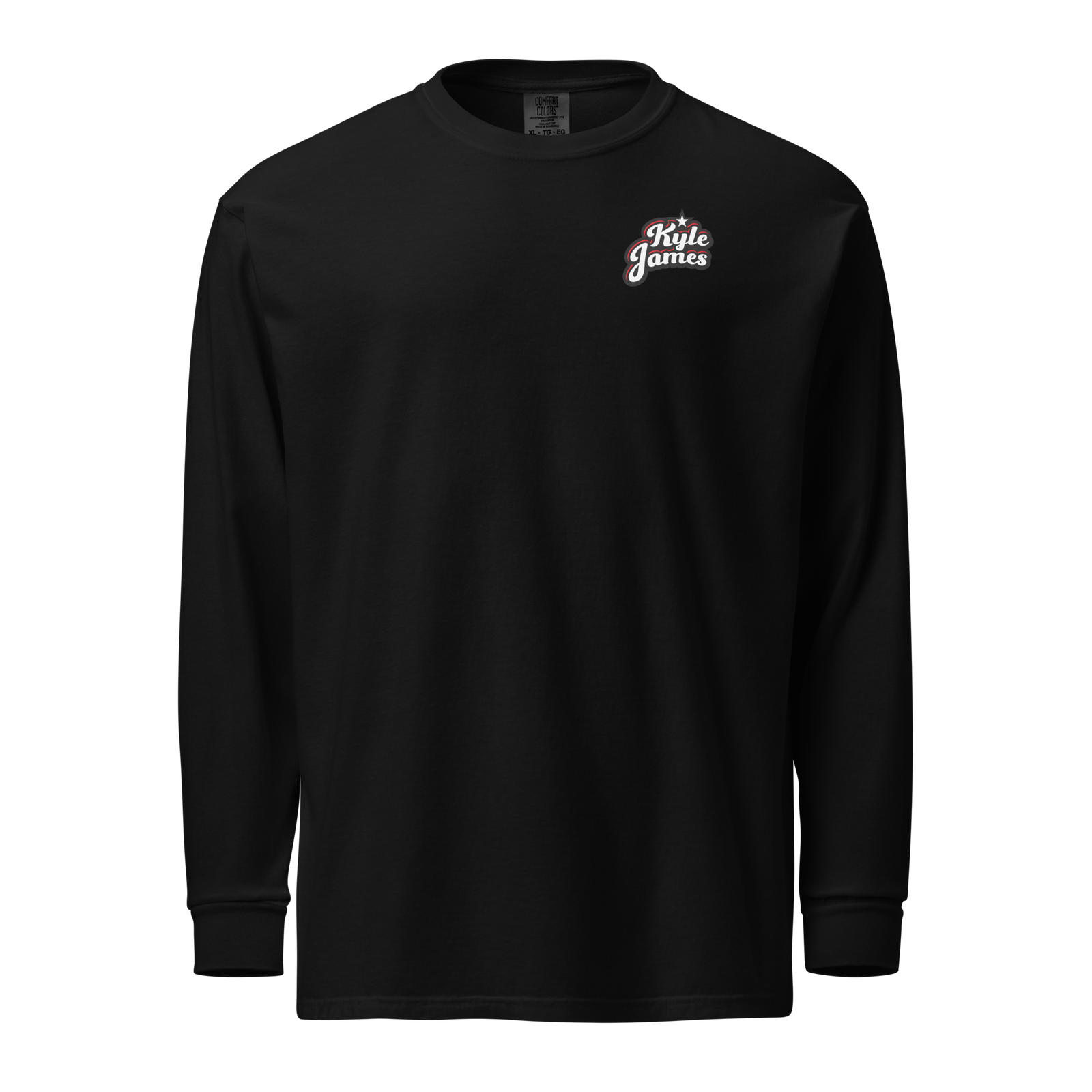 unisex garment dyed heavyweight long sleeve shirt black front 6a82ab6d5a331 Kyle James Logo Long Sleeve Kyle James Logo Long Sleeve