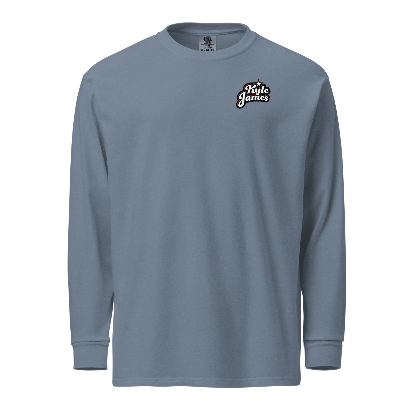 unisex garment dyed heavyweight long sleeve shirt blue jean front 6a82ad9bbf53a Kyle James Logo Long Sleeve Kyle James Logo Long Sleeve - Image 2
