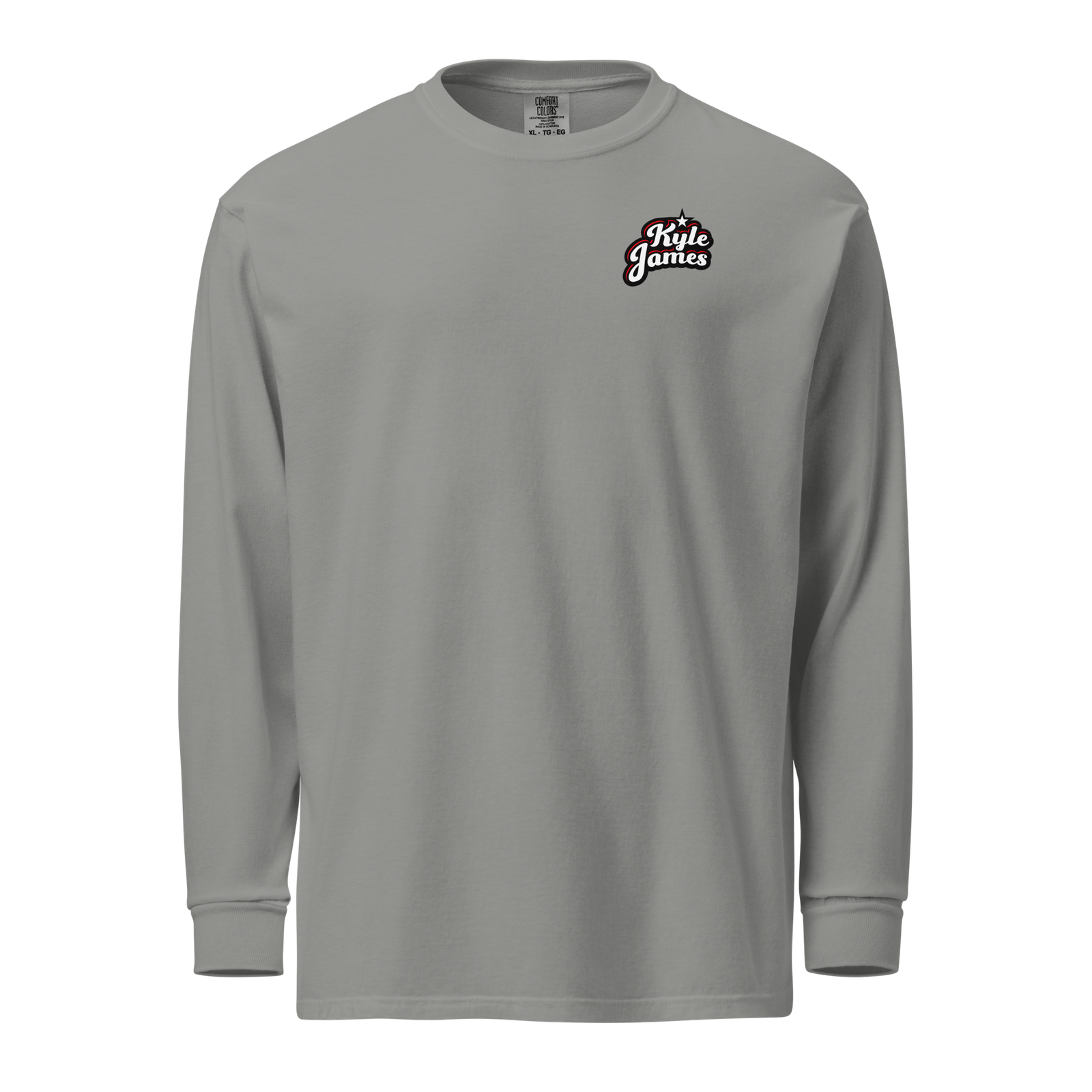 unisex garment dyed heavyweight long sleeve shirt grey front 6a82ad9bbf6d3 Kyle James Logo Long Sleeve Kyle James Logo Long Sleeve - Image 3