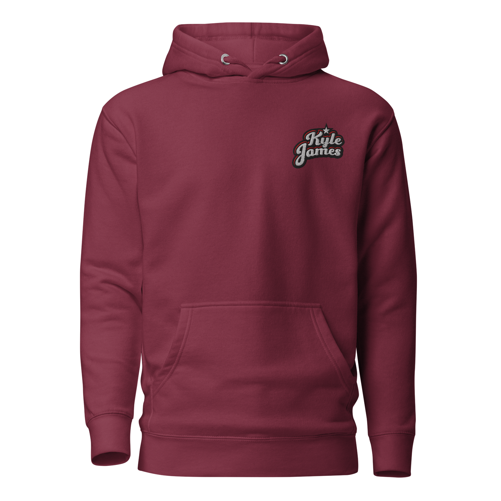 unisex premium pullover hoodie maroon front 6a8274066bd5e Kyle James Dual-Logo Hoodie Kyle James Dual-Logo Hoodie - Image 8
