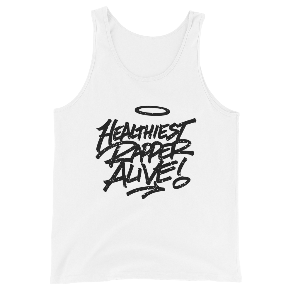 unisex staple tank top white front 6a893bf708eb1 Healthiest Rapper Alive Tank (Black Edition) Healthiest Rapper Alive Tank (Black Edition)
